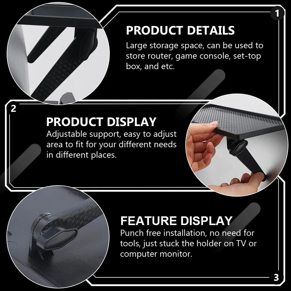 ABS Punch-Free Router Storage Stand Adjustable Monitor Shelf Large Capacity for TV Computer Screen Game Console Holder Home