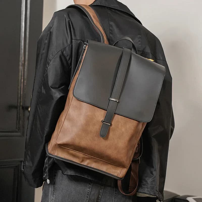 2026 New Fashion Backpack Men Large Capacity Men's Backpacks High Quality PU Leather School Bag Travel Laptop Backpack Bags
