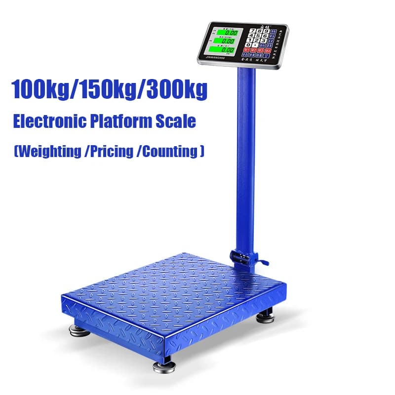 Bilancia Elettronica Pieghevole Commerciale con Calcolo del Prezzo e Conteggio, Display LCD per Alimenti, Bagagli, Spedizioni 100/150/300kg