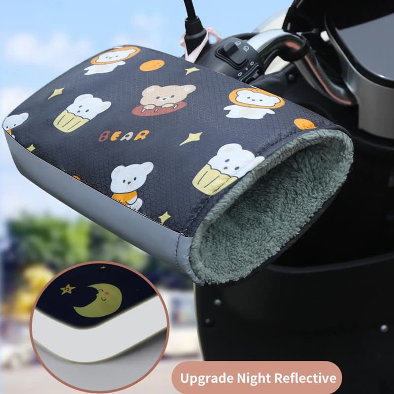Manicotti per manubrio moto Guanti invernali airy 3D PU Fluff antivento impermeabili Guanti copri mano per manubrio moto