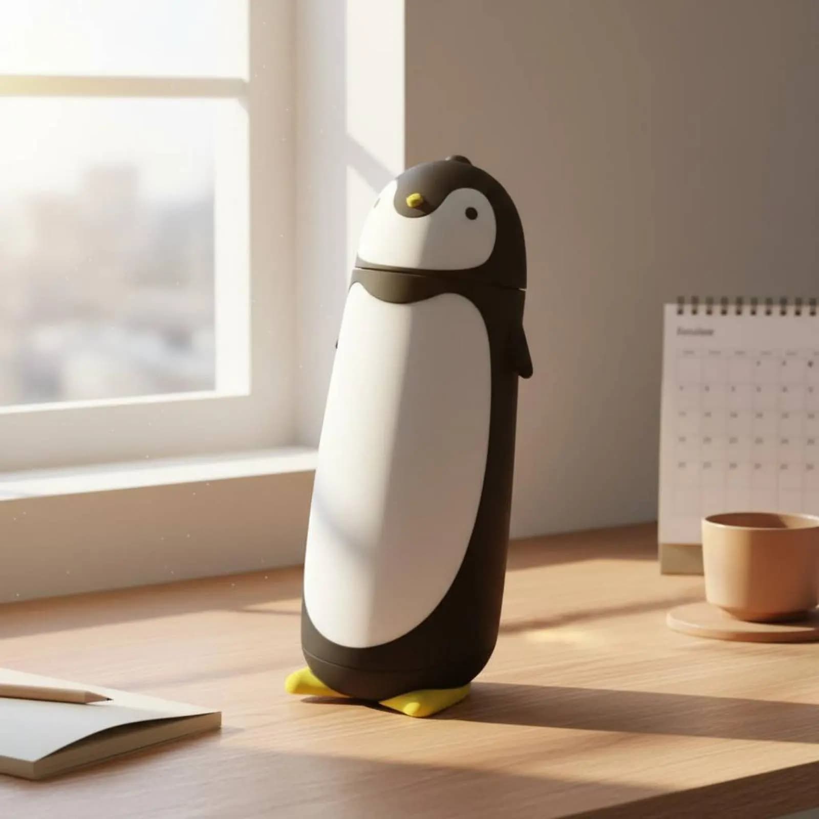 Borraccia per Bambini a Forma di Pinguino, Design Sicuro, Bottiglia Termica a Vuoto a Forma di Creatura, Resistente alle Perdite