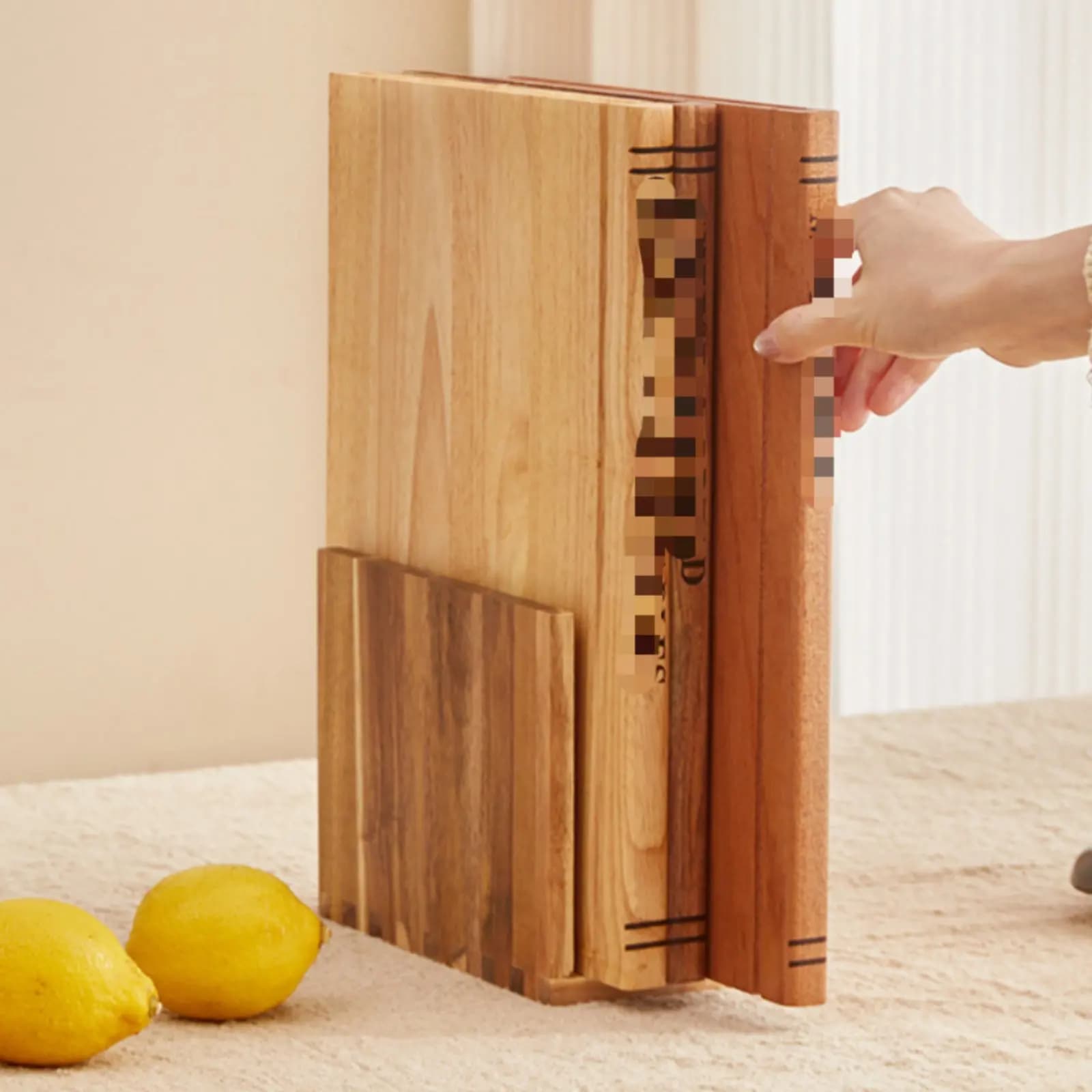 Set di Taglieri a Forma di Libro in Legno Robusto con Supporto, Set di Taglieri Etichettati per Preparazione Alimenti, Uso Bifacciale