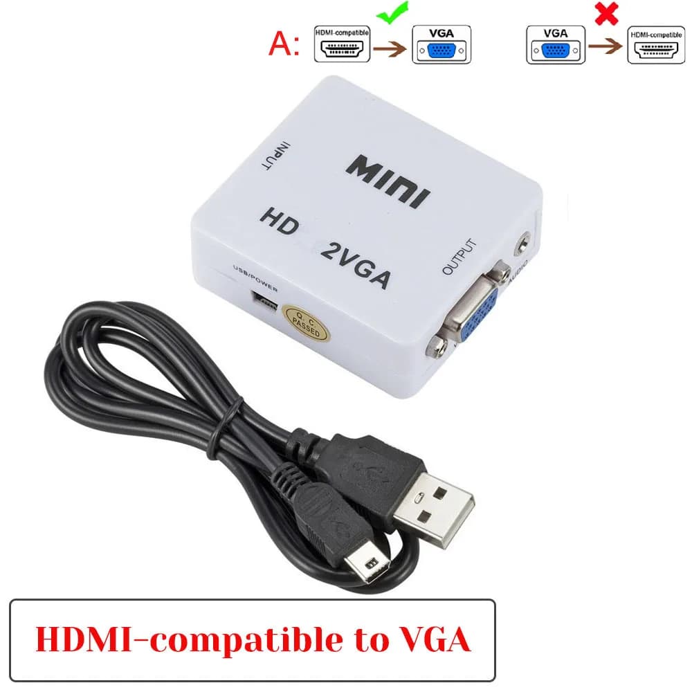 Adattatore HDMI compatibile con VGA con convertitore Audio da VGA a HD adattatore HDMI per Notebook 360 DVD PS3 PC HD 1080P TV Box proiettore