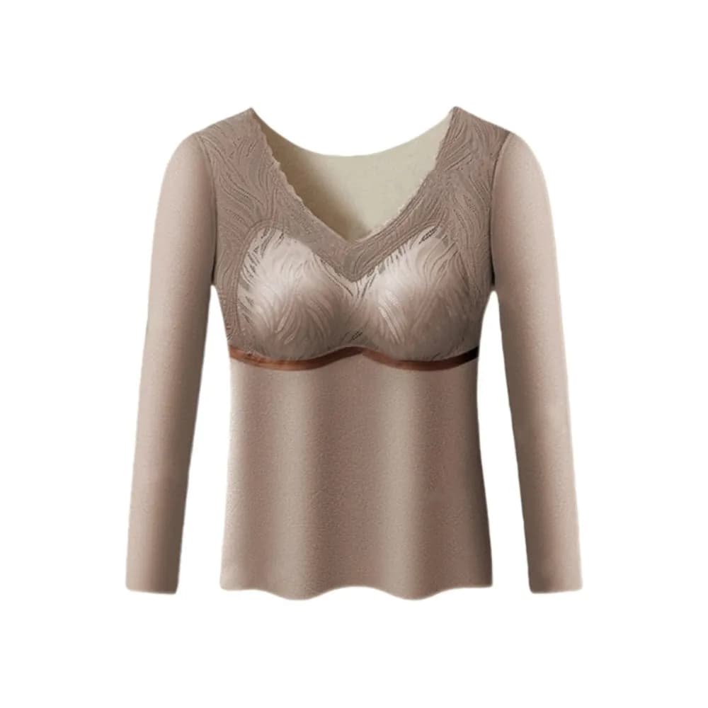 Abbigliamento termico da donna di grandi dimensioni U Girocollo Top caldi Intimo termico Lingerie Calore invisibile Top lunghi Canottiera