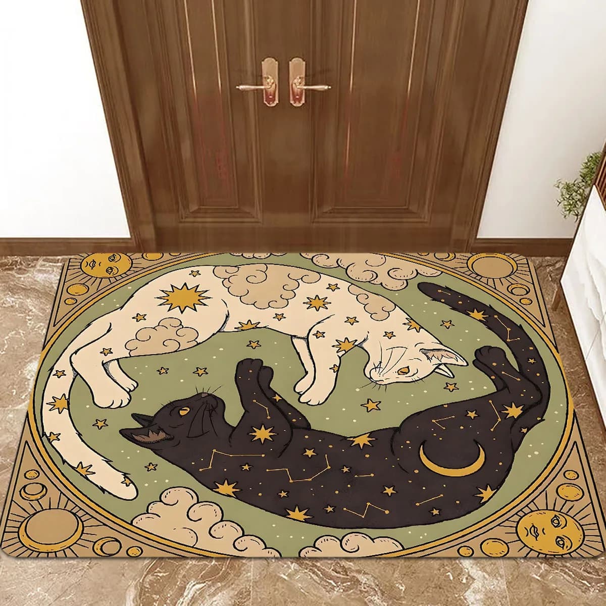 VIKAMA Yin Yang Gatto Carpet Feature Zerbino Soft carpet for bedroom Creative living room Carpet welcome Mat External carpet House D