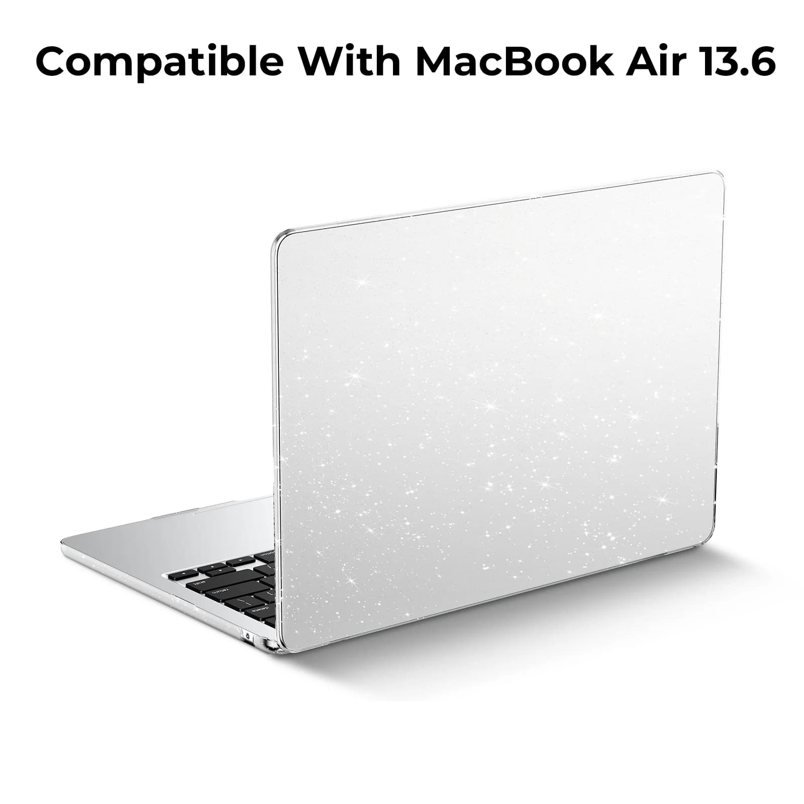 Eoocoo Custodia rigida in plastica trasparente scintillante per MacBook Air Custodia da 13,6 pollici 2025-2022 M4 A3240 M3 A3113 A2681 M2 Custodia ultra sottile