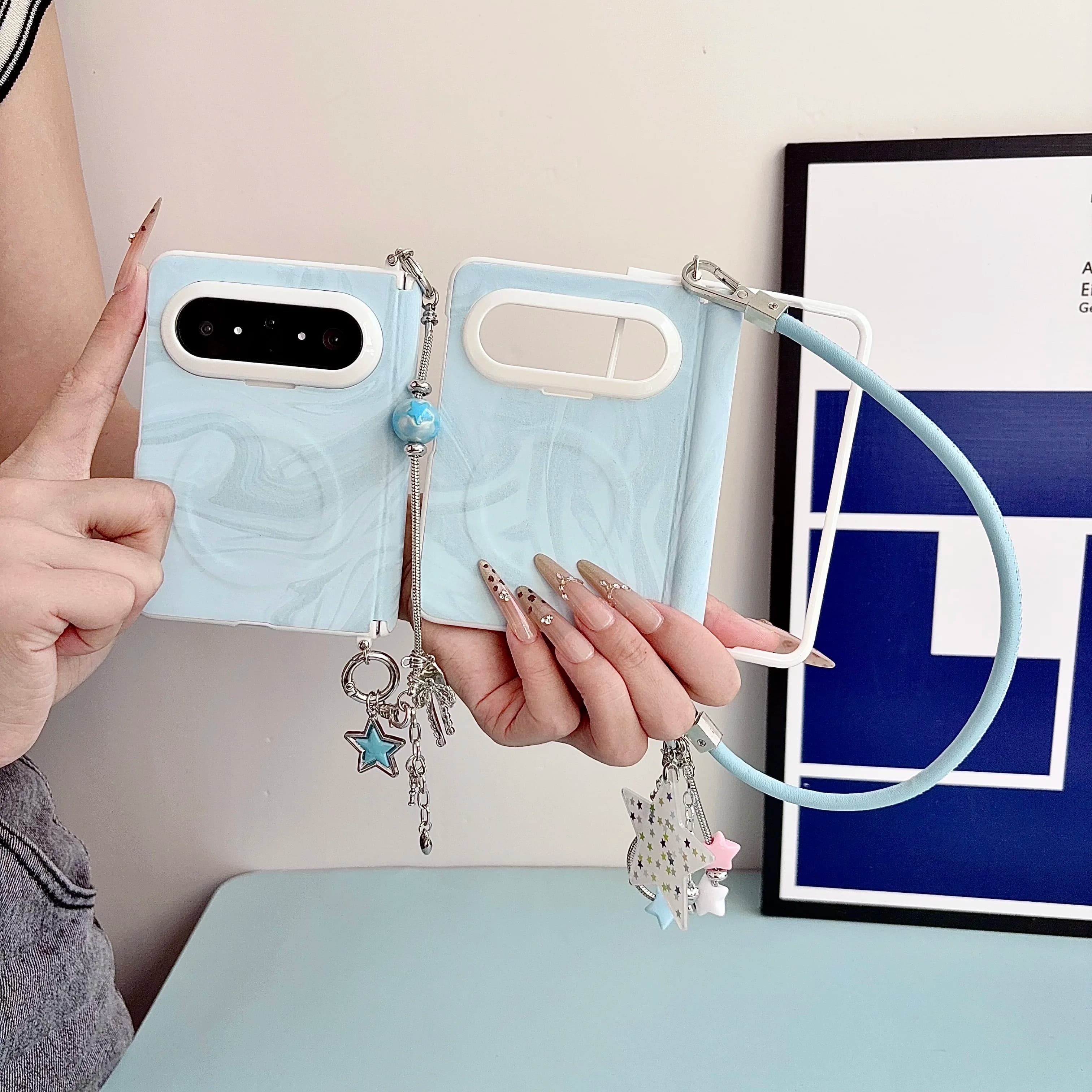 For Huawei Pura X Max Magnetic Attraction Case Cover with Water Ripple Pattern Bracelet Hinge Design - Protective Case