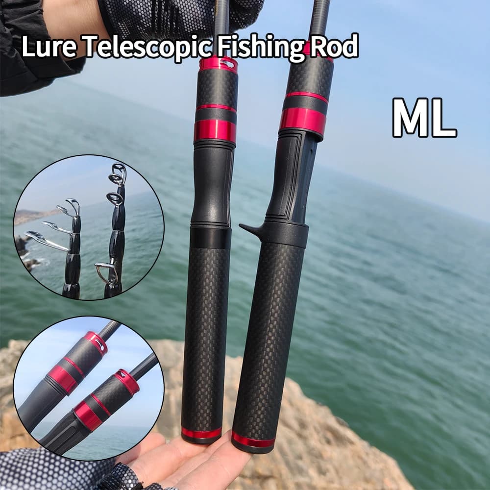 ROLLFISH Ultralight Portable Telescopic Fishing ML Power Fast Action Carbon Fiber Spinning Casting Rod for Freshwater/Saltwater