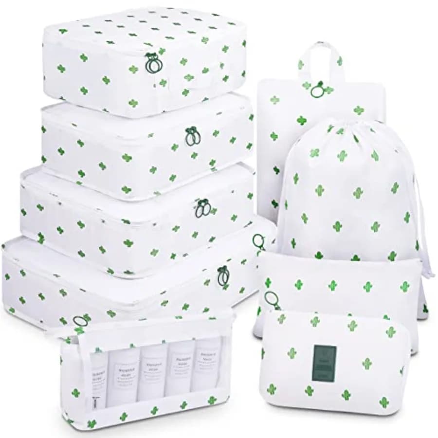 Set di 9 Cubi Organizzatori per Valigie con Borsa per Scarpe e Borsa per Elettronica - Accessori da Viaggio per Organizzare il Bagaglio