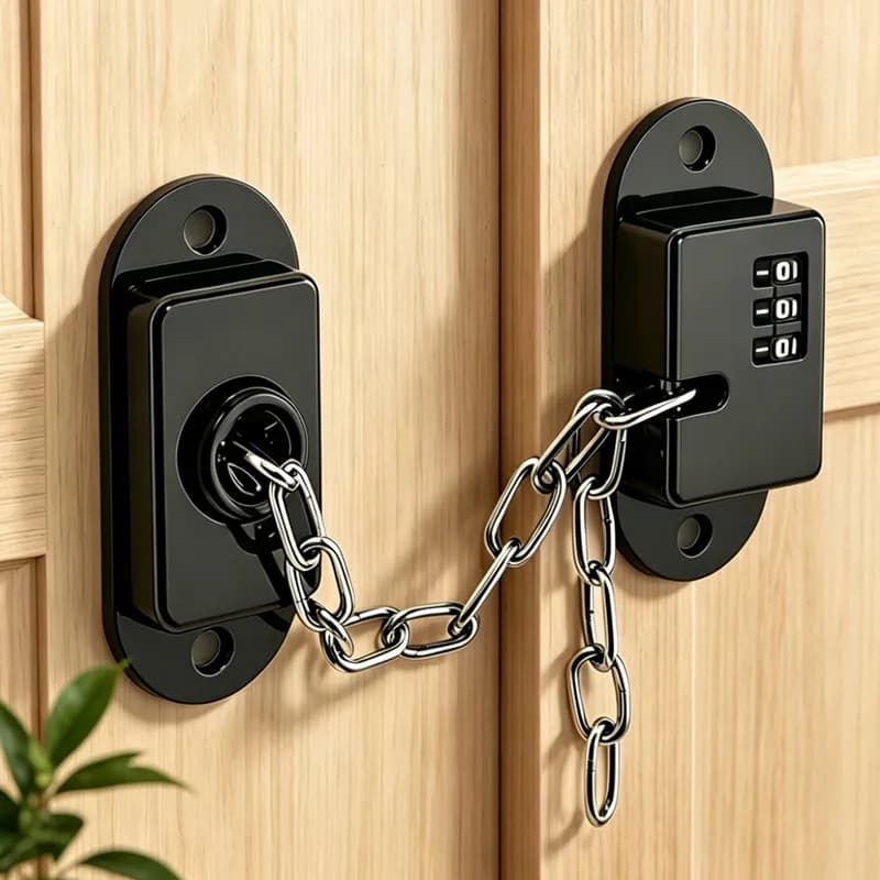 No Drill Password Window Chain Lock Baby Anti Fall Safety Limiter Sliding Door Chain Kitchen Cabinet Fridge Security Restrictor
