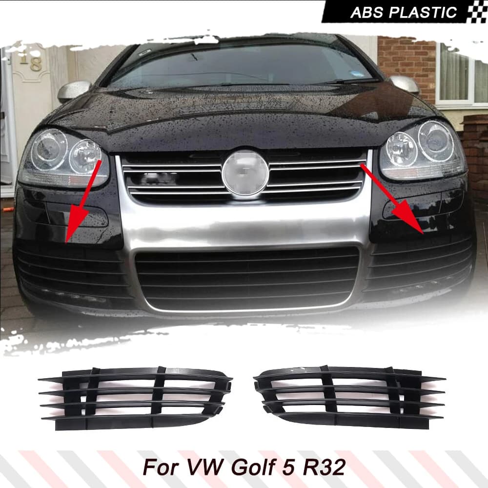 ABS Black Car Racing Car Body Kits Front Bumper Lower Side Grille Trim for Volkswagen VW Golf MK5 R32 2006-2008 No for Base GTI