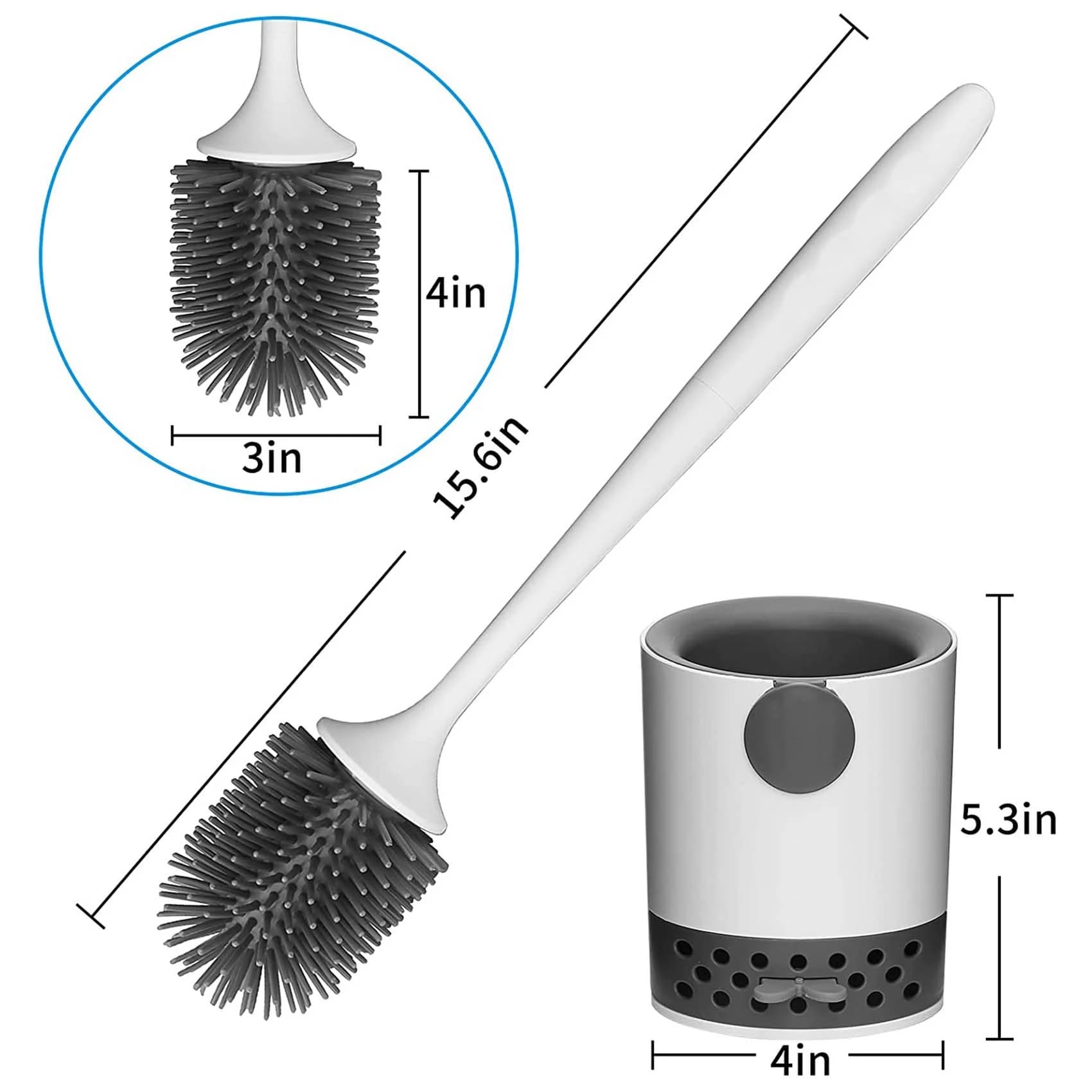 ABRE-2X Toilet Brush With Holder, Silicone Toilet Bowl Cleaning Brush And Holder Set