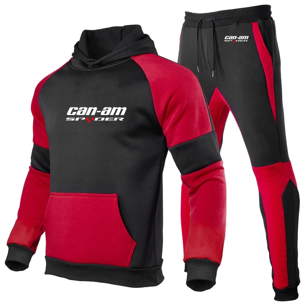 2025 Nuovi Uomini CAN-AM BRP Stampa Sport Patchwork Felpe in cotone Tuta Set Primavera Autunno Pullover con cappuccio + Pantaloni sportivi casual Vestito