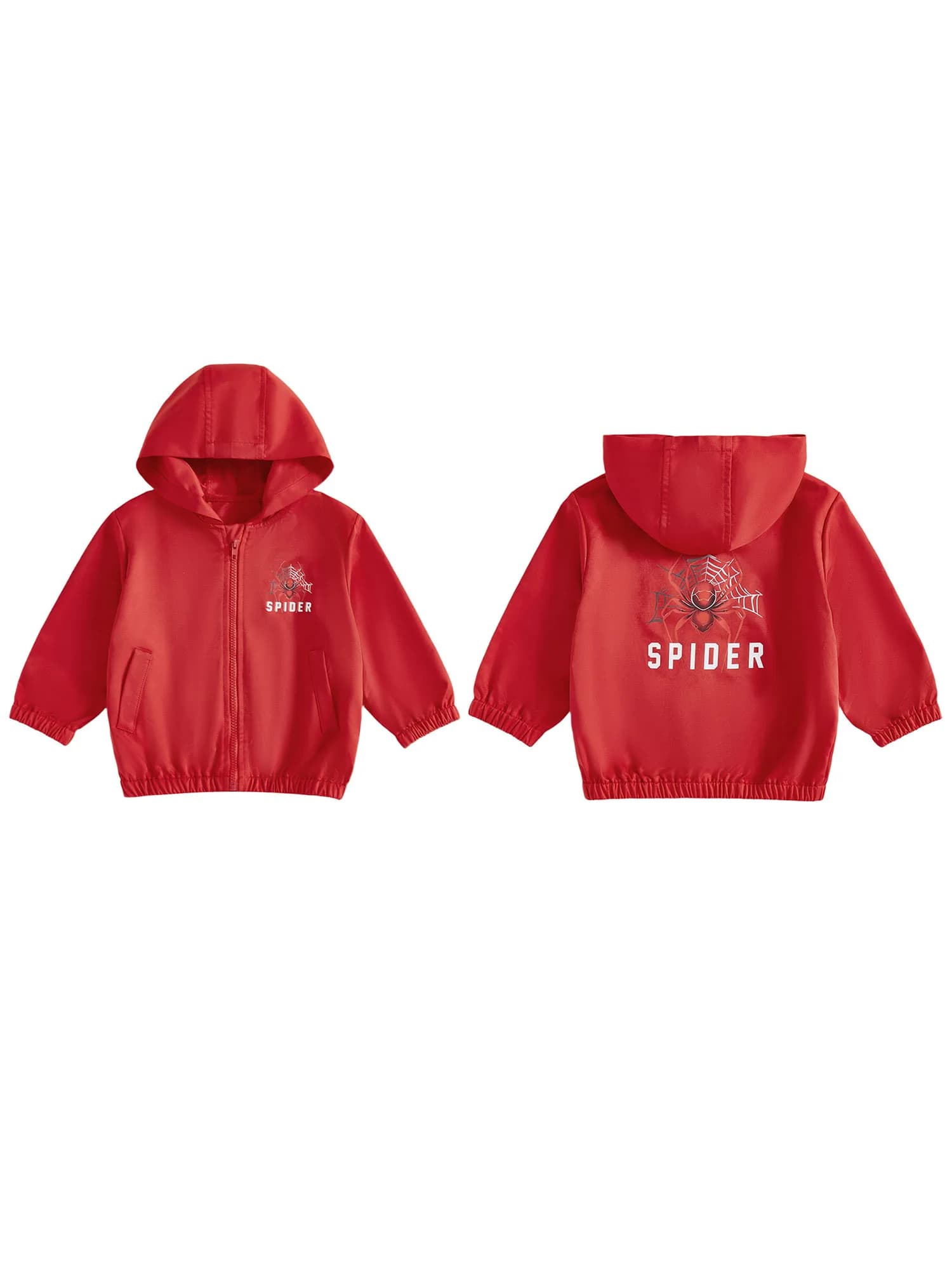 Elegante giacca unisex con cappuccio con design con stampa ragno Cappotto leggero con cerniera per capispalla autunnale a maniche lunghe per ragazzi e ragazze