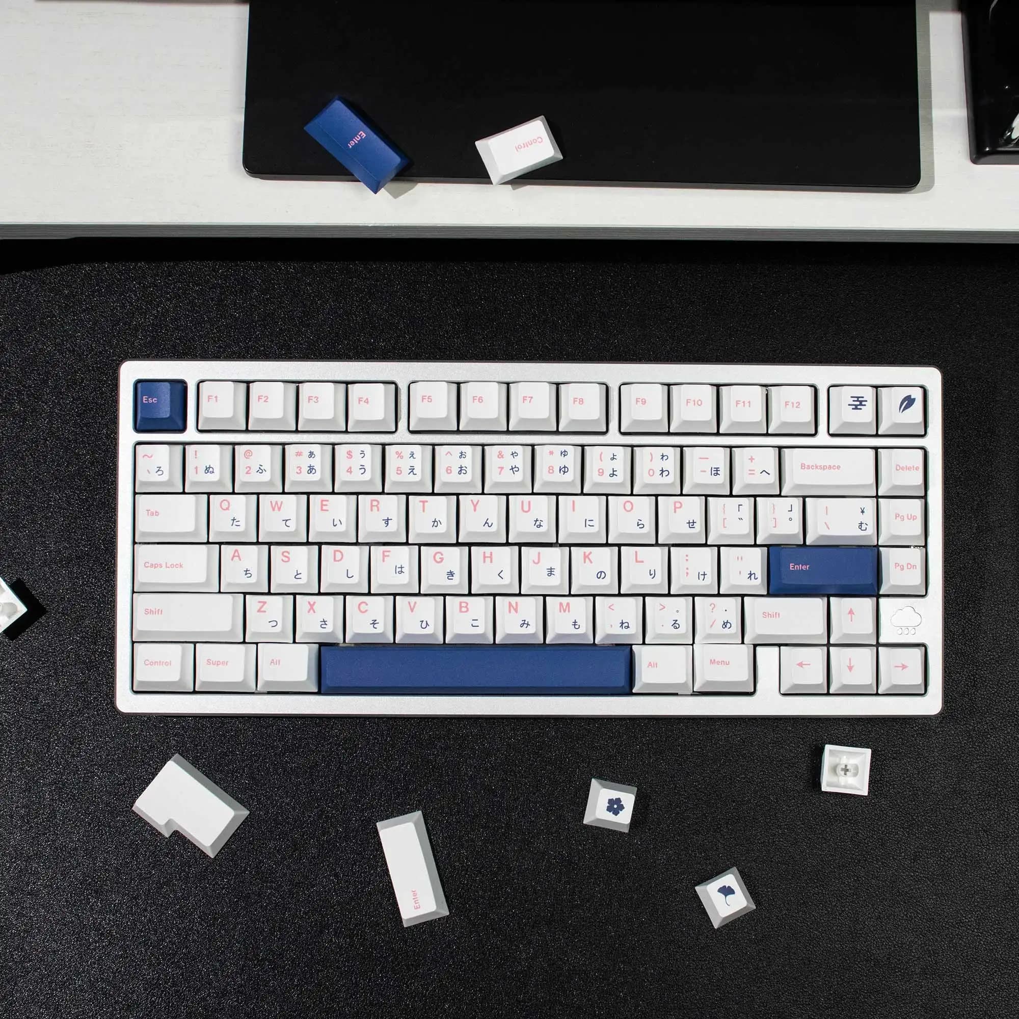Minimalismo PBT Keycaps Dye Sub Cherry profilo keycaps Bianco/Grigio/Rosso Per Interruttori MX Tastiera Meccanica 64/84/96/104