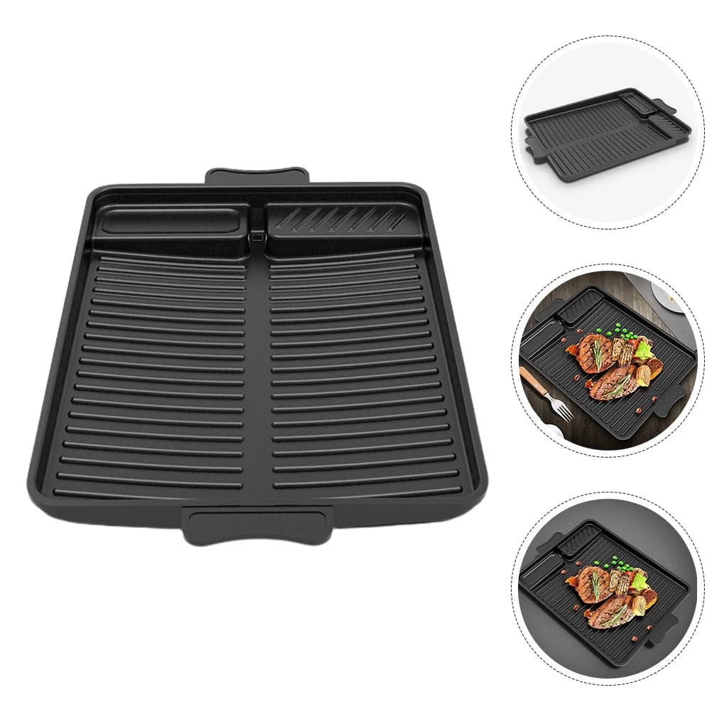 Piastra per Barbecue Coreano Grande Rettangolare in Pietra Maifan Antiaderente per Interni ed Esterni, Fornello, Campeggio, Barbecue, Cottura Senza Olio