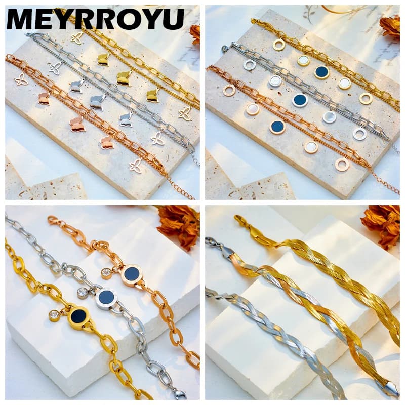 MEYRROYU 316 In Acciaio Inox Cuore Cintura Torsione Multistrato Catena Del Serpente Braccialetto di Fascino Per Le Donne Gioielli Regali Del Partito Bijoux Pulsera