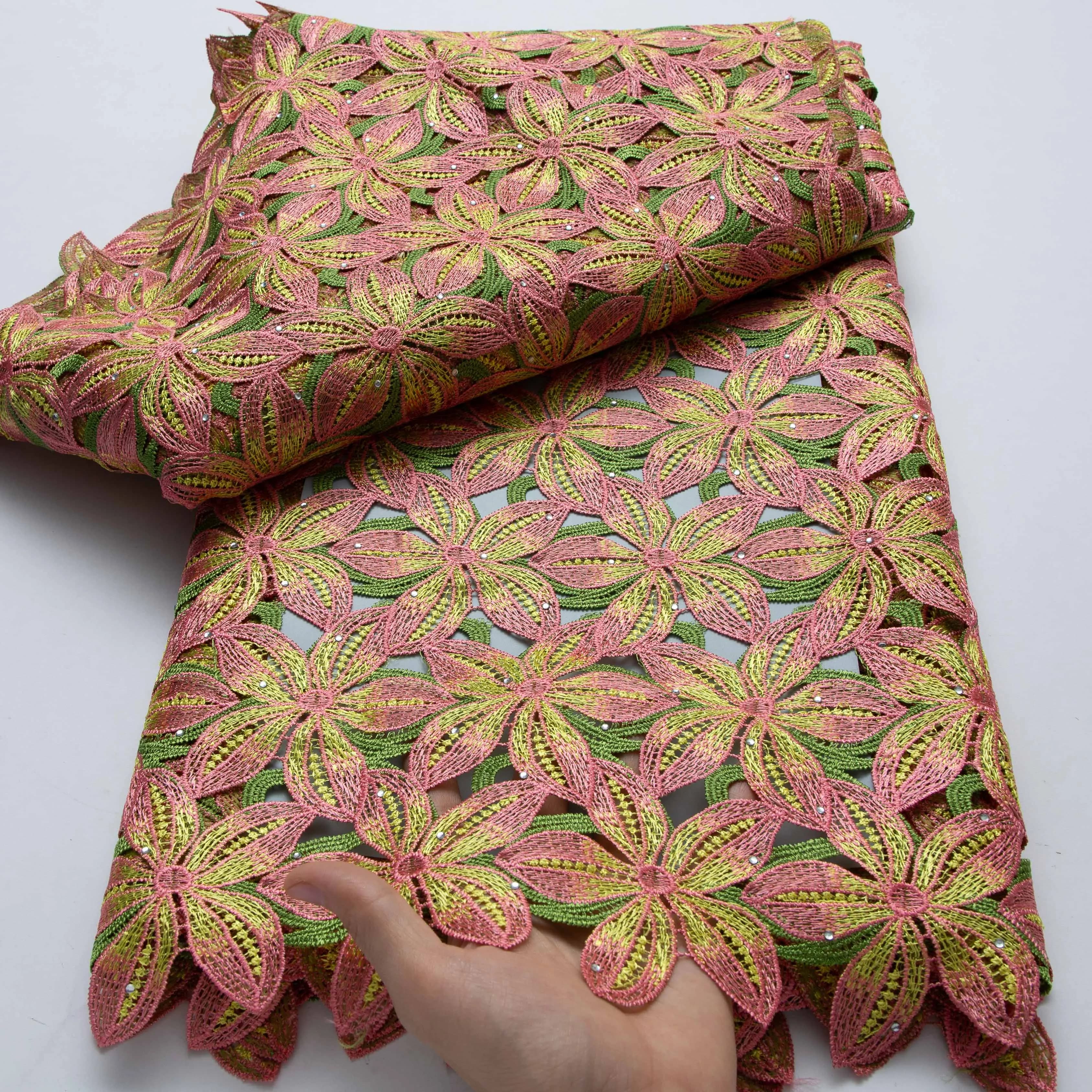 Nigerian Cord Guipure Lace Fabric High Quality 5 Yards Knitted 2026 African Lace Fabric Water Soluble for Women Dress Sewing