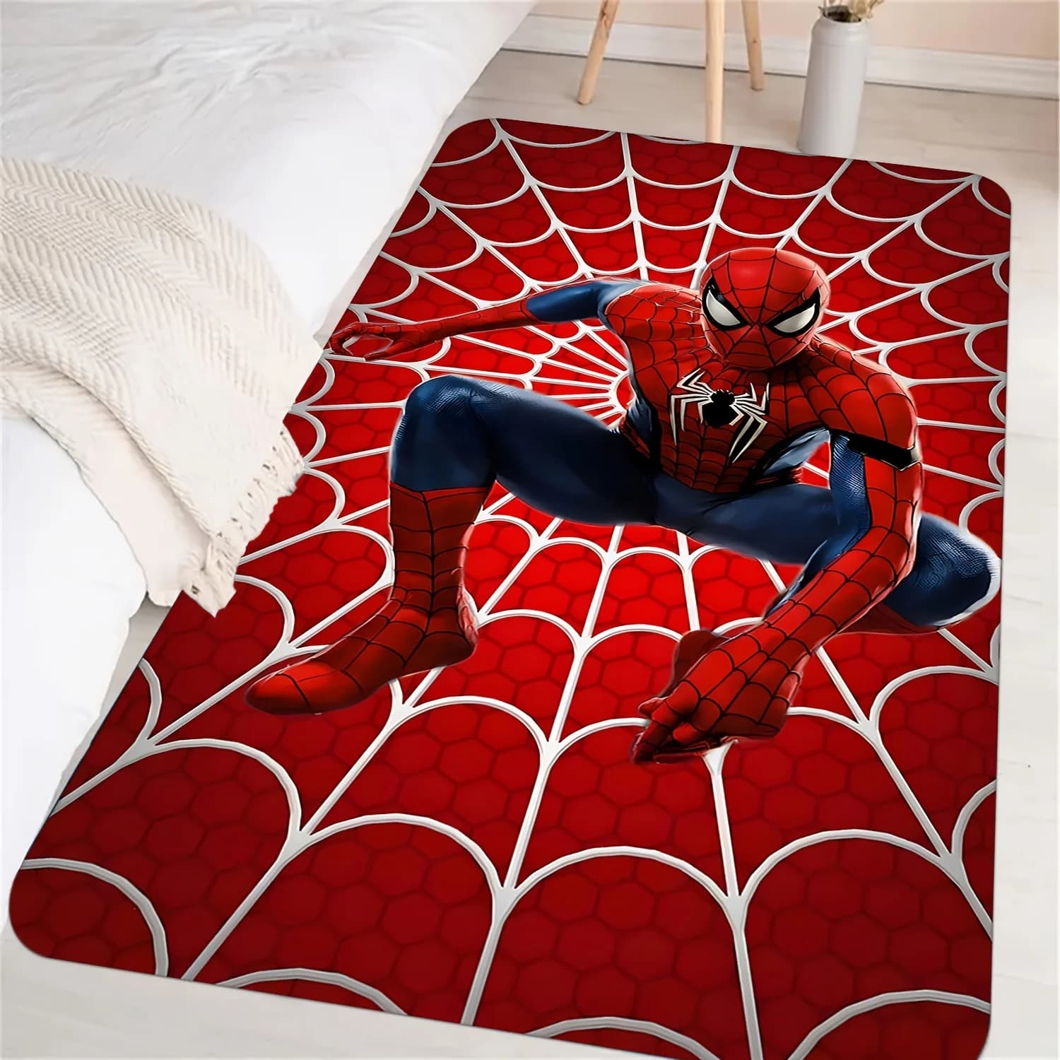 Marvel Printed Floor Mat, Spider-Man Pattern, Suitable for Living Room, Bedroom, Game Room Rug, Doormat/Outdoor Use - Fun Hom