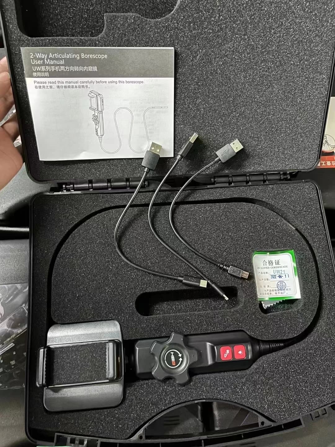 Endoscopio industriale con rotazione di 180 gradi articolato a 2 vie da 2 MP 1080P per microscopio di ispezione per smartphone Android/ISO