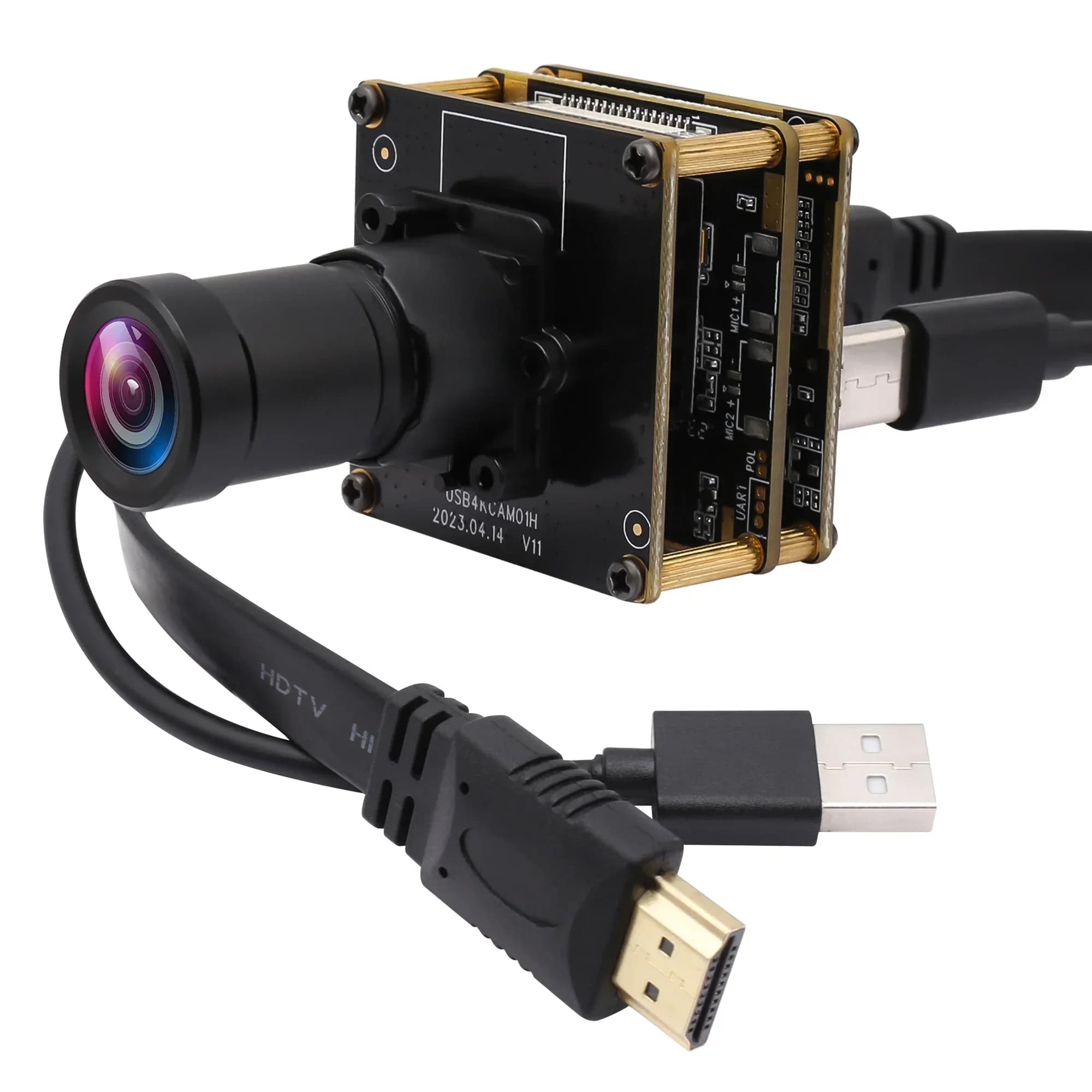 Camera ELP 4K USB output and HD-MI digital zoom 2x simultaneous Webcam H.264 H.265 Low-light USB camera module with M 16 4mm