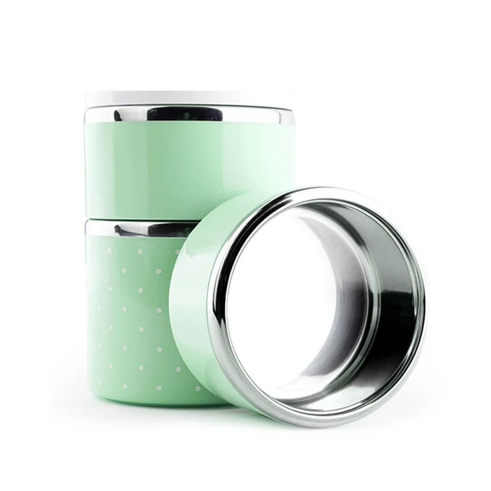 Set di 2 Contenitori Termici per Pranzo in Acciaio Inox, Scatola Bento a 3 Strati Portatile, Contenitore Ermetico con Tracolla Regolabile