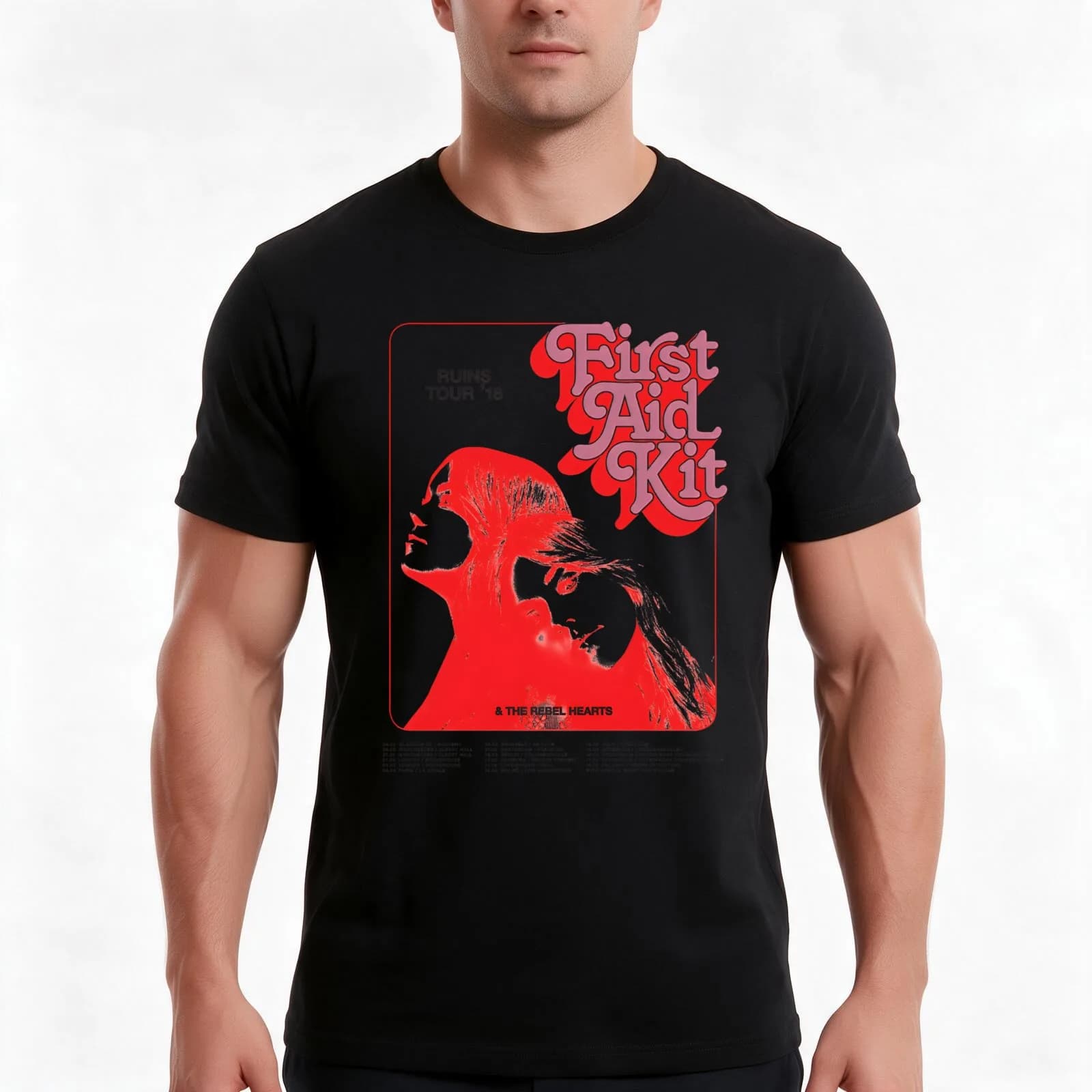 First aid kit band retro T-Shirt, Summer Casual Cotton Tee, Oversized Streetwear Tops, Vintage Graphic Print, Unisex Men Women