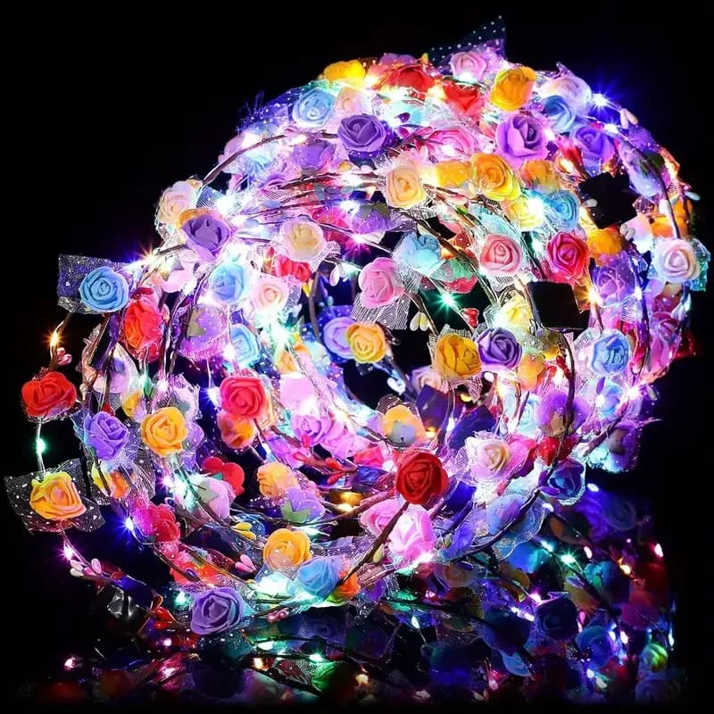 10-80 pezzi di ghirlanda di fiori illuminati per Halloween, per costume da festa, accessorio per capelli, decorazione per copricapo che si illumina al buio