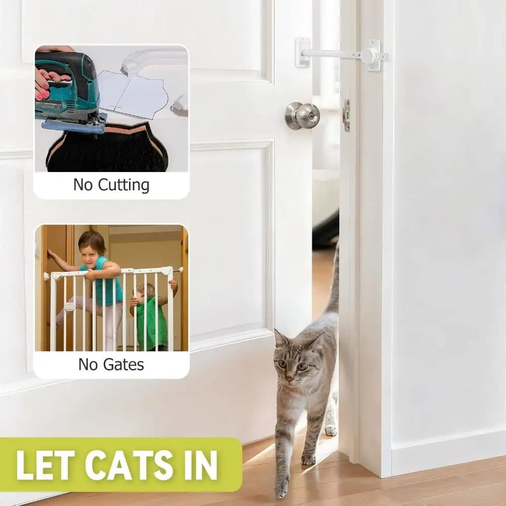 NUOVO Fermaporta Anti-Cani e Gatti con Blocco di Sicurezza Regolabile, Supporto Universale per Porta, per Cameretta