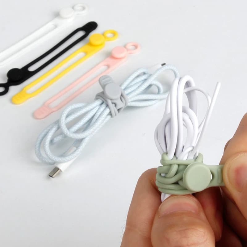 Fascette per cavi autobloccanti in silicone riutilizzabili - Organizzatore di cavi colorato per avvolgicavo da viaggio per cavi caricabatterie per auricolari Lacci delle scarpe