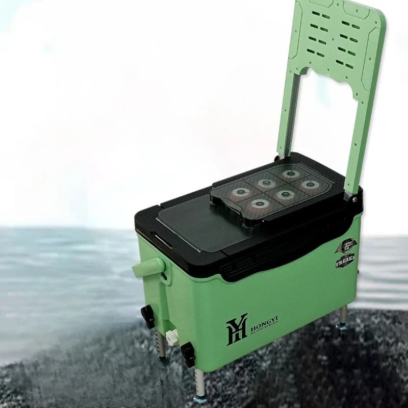 30L Fishing Seat Box with Backrest - 4-Leg Adjustable Multi-Function Tackle Box, Lightweight Portable Complete Set for Anglers
