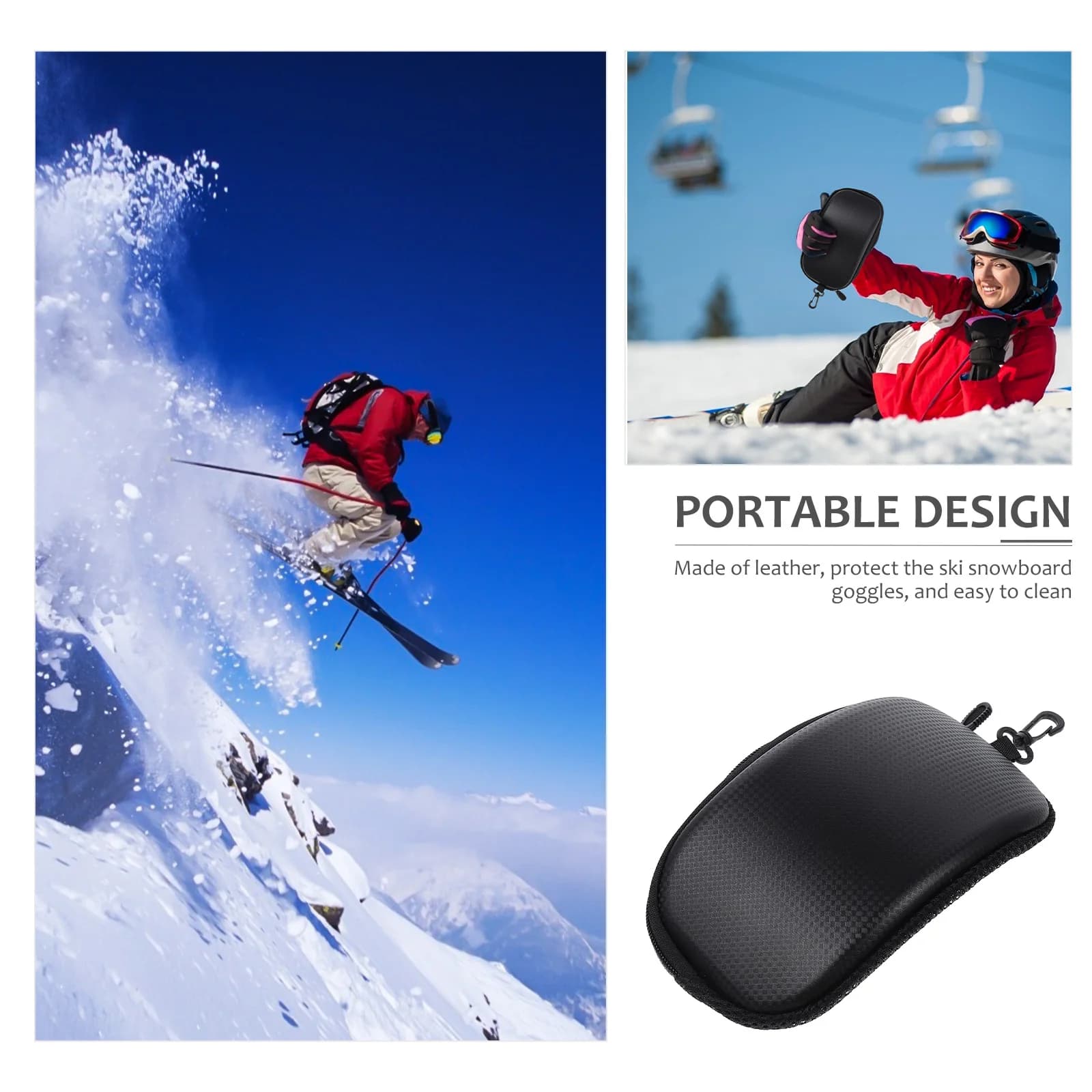 Custodia per occhiali da neve da 1 pezzo Scatola da viaggio stile arco per occhiali da sci Custodia antiurto resistente agli urti con cerniera portatile