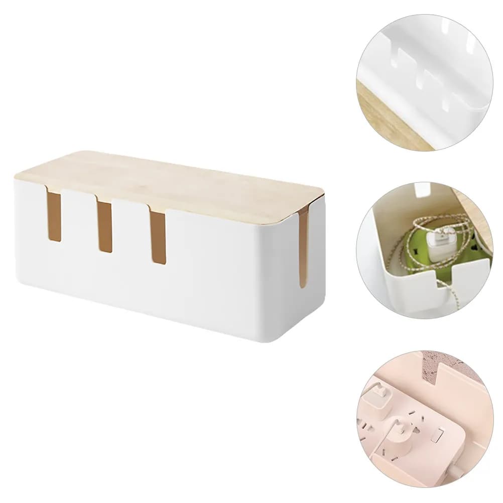Scatola porta cavi premium da 1 pezzo per uso su scrivania, parete o angolo, organizer multi-lato cavo con dissipazione del calore per gestione cavi