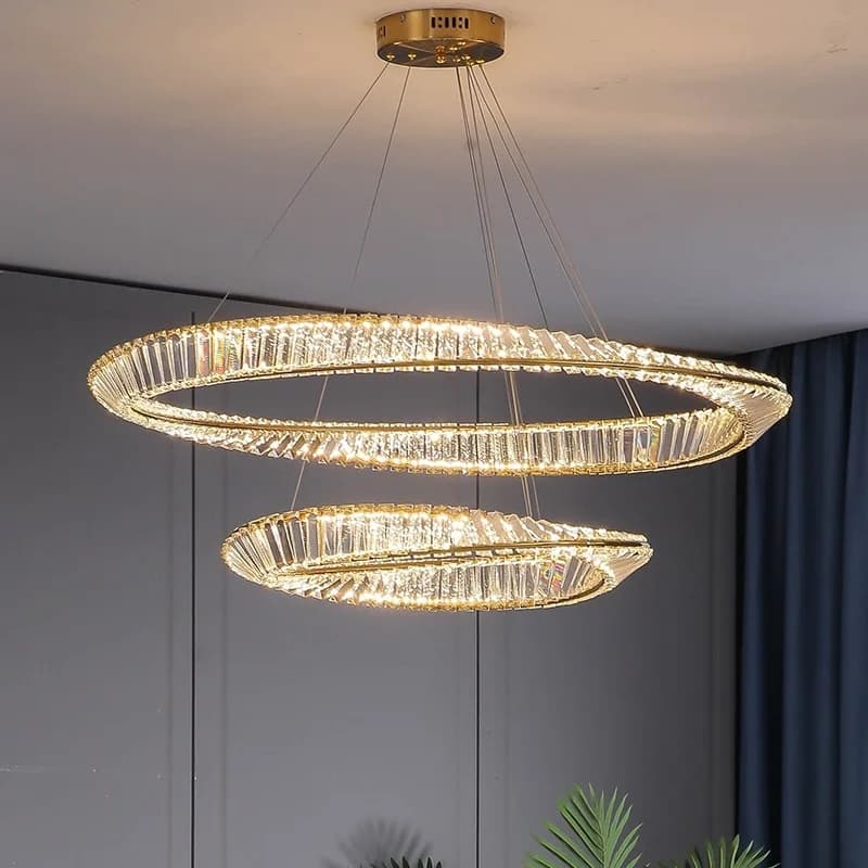 Nuovi lampadari di cristallo lampada da soggiorno di lusso Anello moderno camera da letto ristorante lobby Lampada DNA design a spirale illuminazione a LED