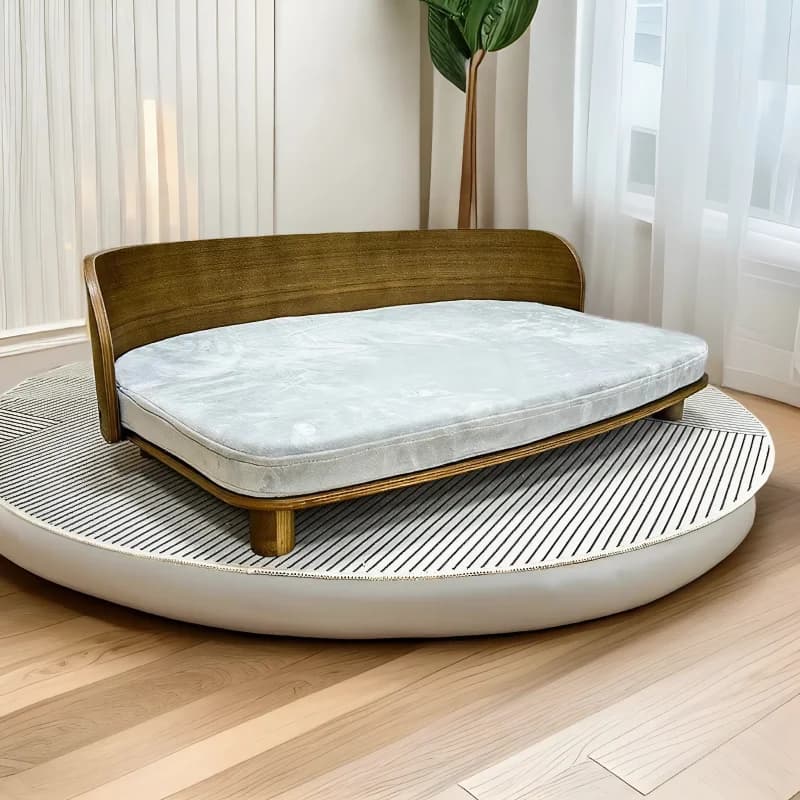 Custom Solid Wood Dog Bed Luxury Pet Accessories Eco-Friendly Pet House Soft Pet Products Cat Furniture For Living Room Furnitur