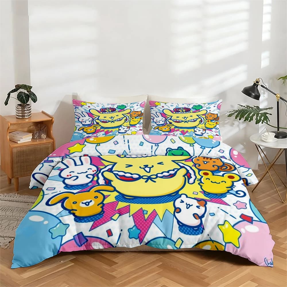 Set di biancheria da letto stampata digitalmente ad alta definizione in 3 pezzi, set copripiumino con motivo floreale grande e simpatico motivo animale a cartoni animati, include 1 copripiumino + 2 federe, adatto per camera da letto, camera degli ospiti, decorazioni per la casa, copripiumino + federe in fibra di poliestere, biancheria da letto ultra morbida, tessuto spesso, adatto a tutte le stagioni, lavabile in lavatrice