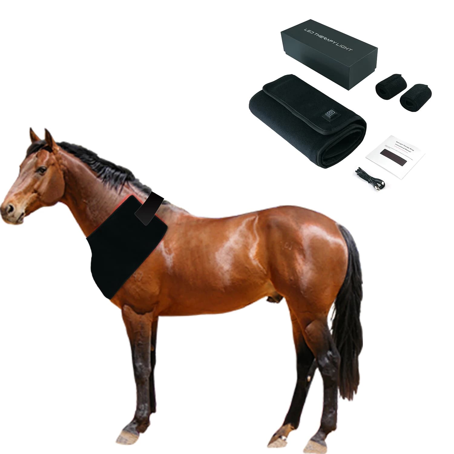 Tappetino per Terapia Luminosa KingBrite 2025 con LED Rossi 660nm 850nm, Cuscino Riscaldante per la Cura del Cavallo, Coperta per Collo e Pancia