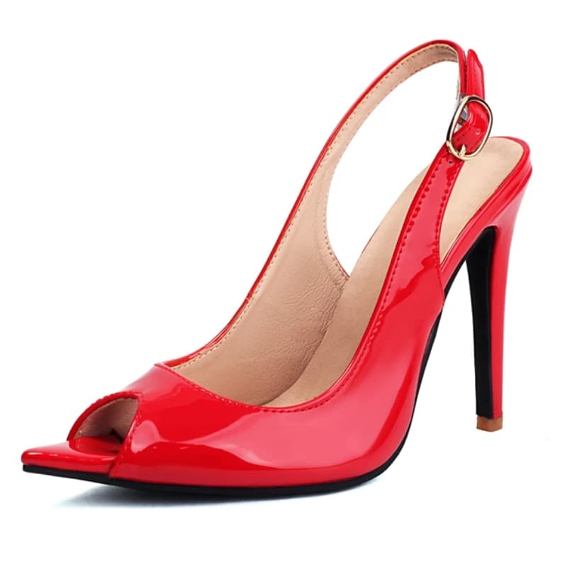 Sexy Red Women's Sandals Summer Shoes New 2025 Black White Pink High Heels Slingbacks Mules Wedding Party Shoes Large Size 48