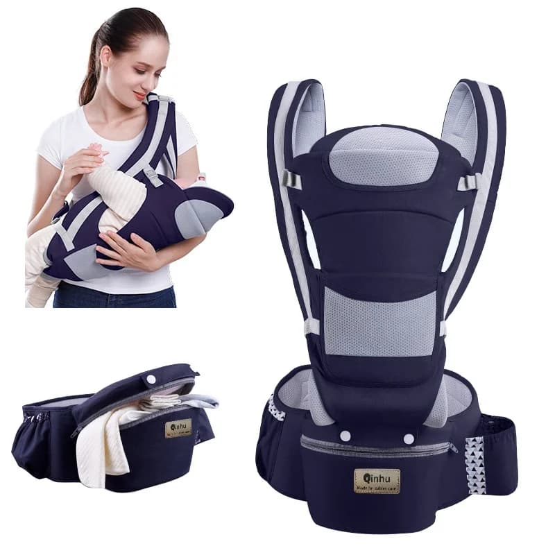 Marsupio per neonati, universale per tutte le stagioni, seggiolino multifunzionale da vita e schiena, marsupio per bambini, supporto per la camminata del bambino, per mamma e bambino