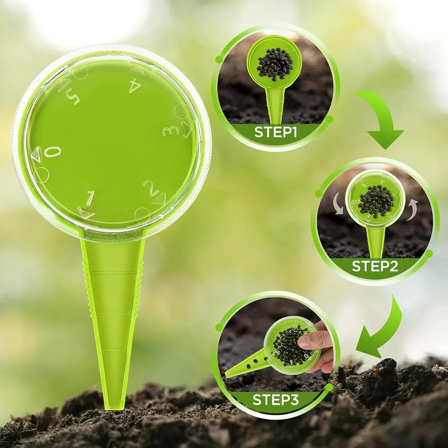 Garden Seed Sower Tool Set - Includes Adjustable Seed Dispenser,Precision Handheld Seeding Kit for Vegetables, Flowers,Herbs