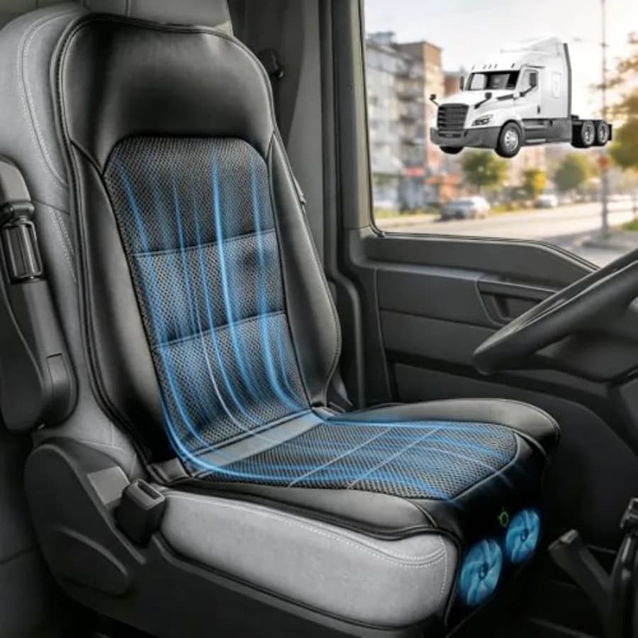 Cooling car seat cover for trucks and SUVs 3D mesh leather black 12V-24V 3-speed air-cooled non-slip breathable universal fit f