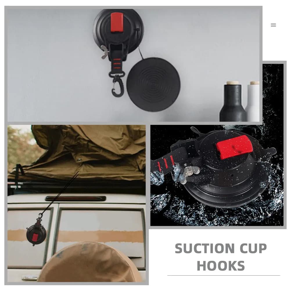 2 Pezzi Ganci a Ventosa Multifunzione Resistenti per Finestrini Auto, Campeggio, Alpinismo, Senza Foratura, Portatili, a Vuoto