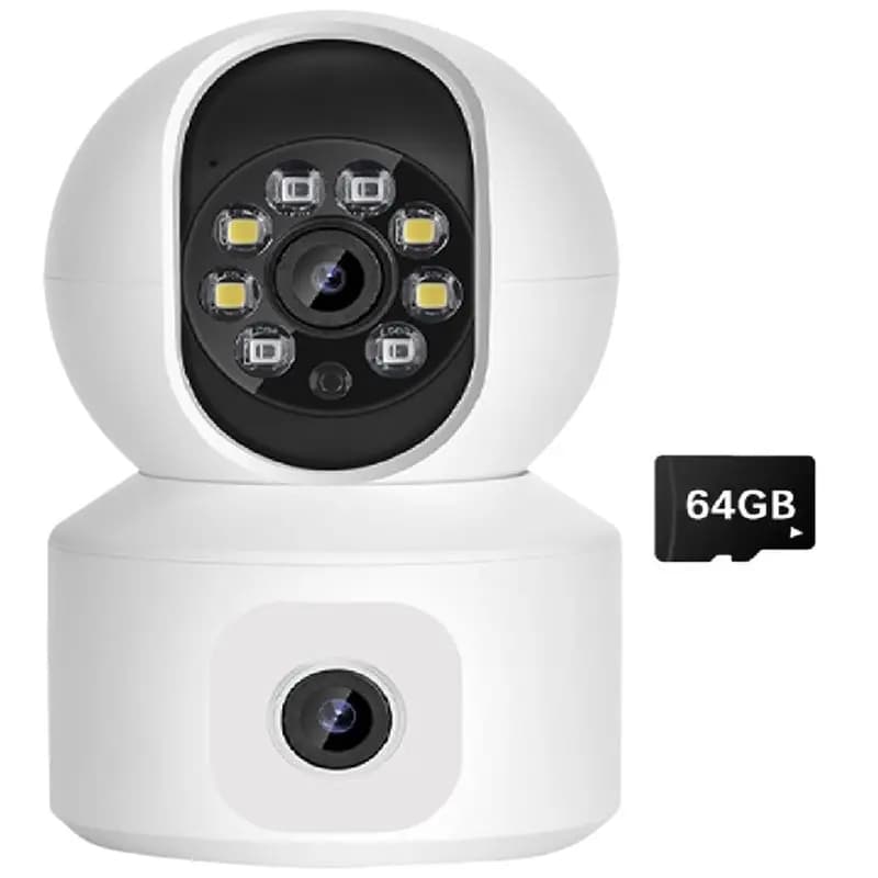 ABGI-8MP Telecamera IP Wifi a doppio obiettivo per case intelligenti, baby monitor migliorato con visione notturna a colori e tracciamento umano automatico