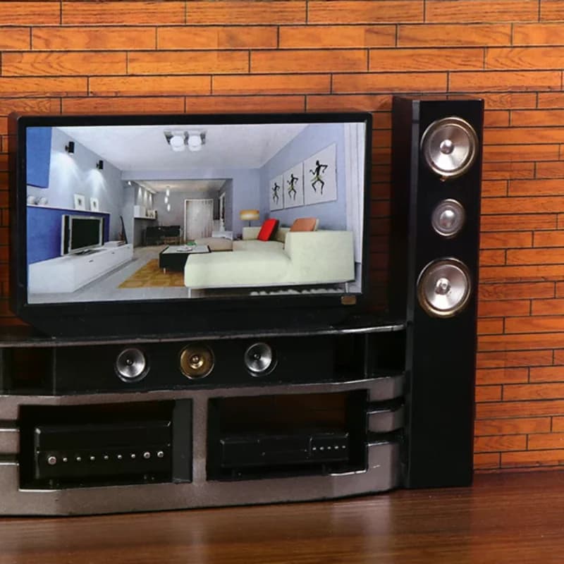 NUOVO Ornamento Audio TV in Miniatura 1/12 per Casa delle Bambole, Decorazione per Soggiorno, Accessorio per Micro Scene