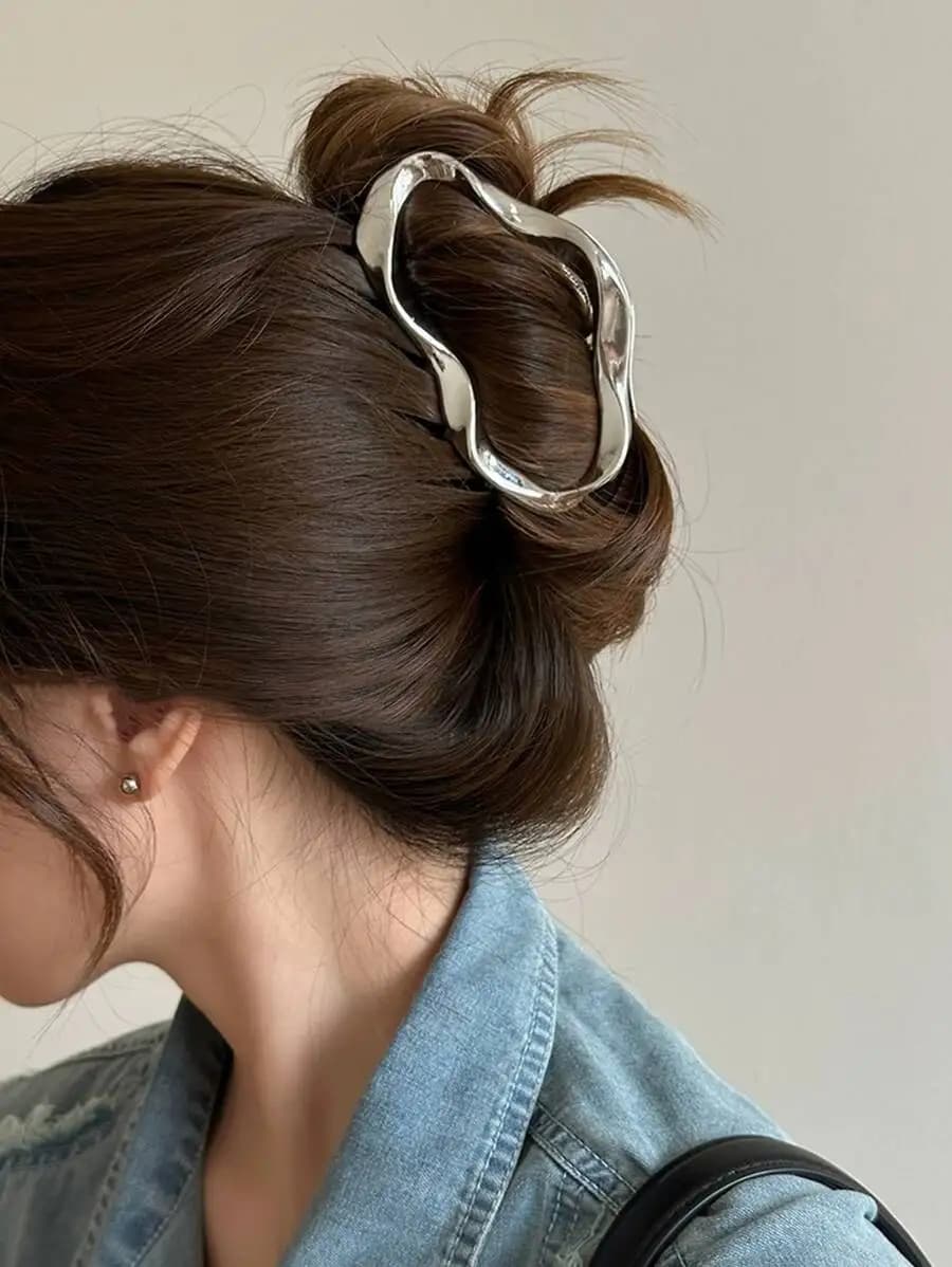 Fermaglio per capelli oversize in lega di zinco per donna, design geometrico elegante