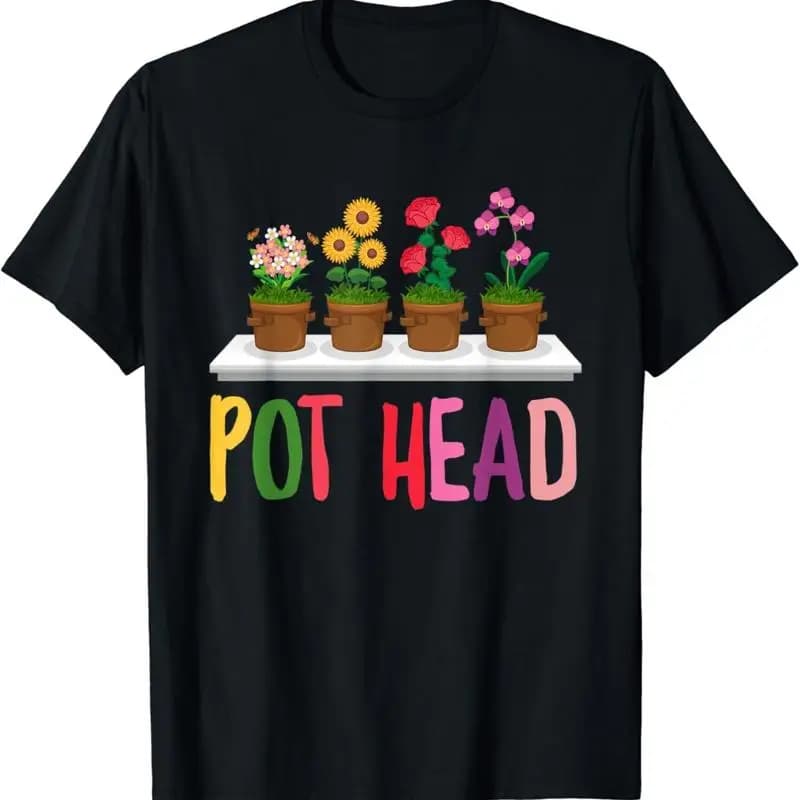 Funny shirt with writing: Plant Lover Gardener Pot Head Plant Pun