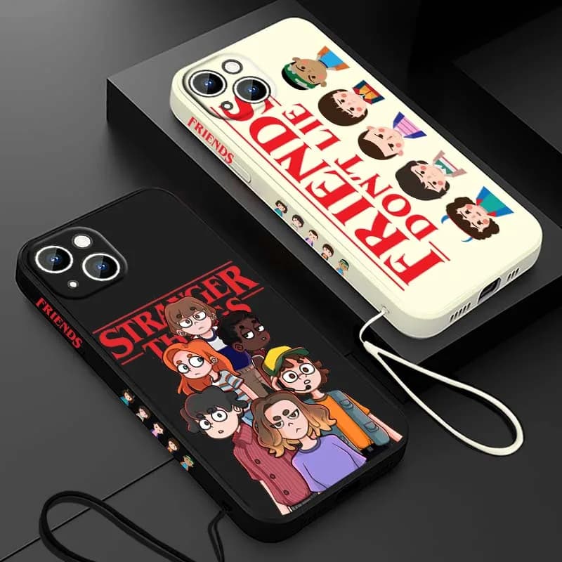 Movie Stranger Things Cartoon Cover For Apple iPhone 17 16 15 14 13 12 11 Pro Max Plus mini Liquid Left Rope Phone Case