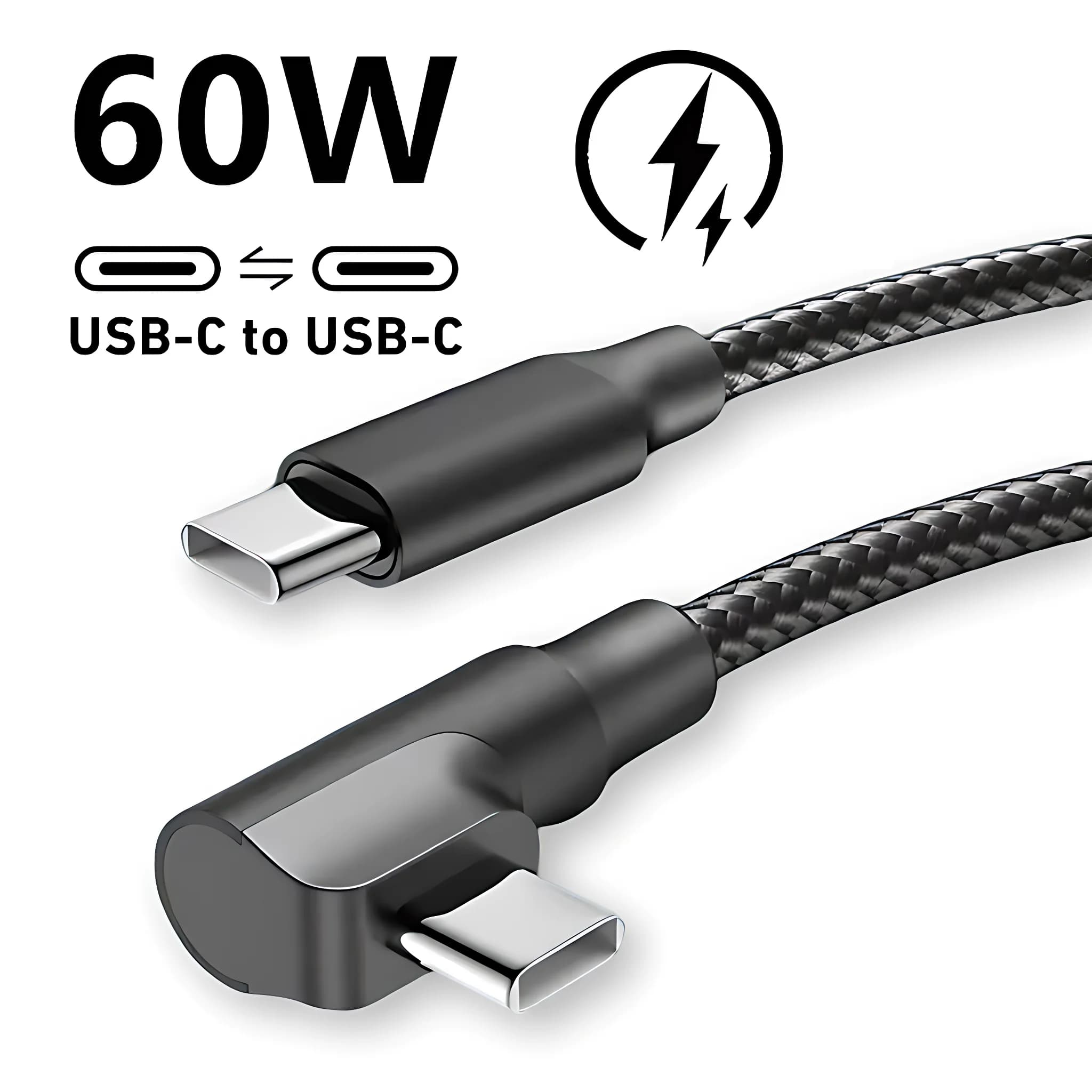 90 Degree Elbow USB C Fast Charge Cable For iPhone 17 16 15 Pro Max Samsung Xiaomi Redmi POCO OnePlus Nylon Braided Type C Cable
