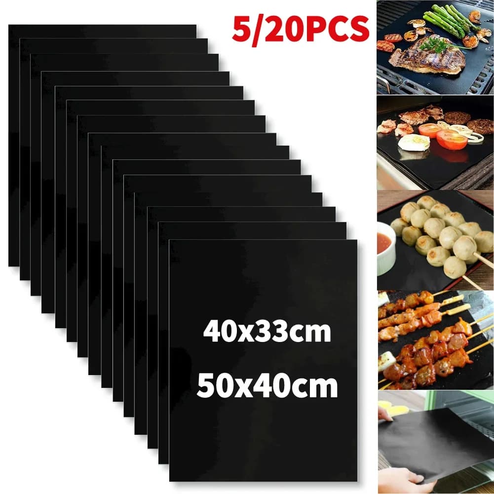Tappetino per barbecue da 5-20 pezzi, antiaderente, resistente al calore, per cottura all'aperto, riutilizzabile, per feste barbecue, 40x50 cm, 33x40 cm