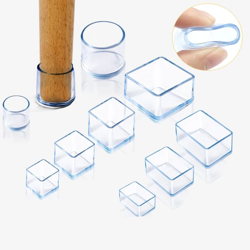 Protezione per gambe di mobili, coprigambe trasparenti per tavoli e sedie, tappi in silicone resistenti all'usura, riduzione del rumore, protezione del pavimento